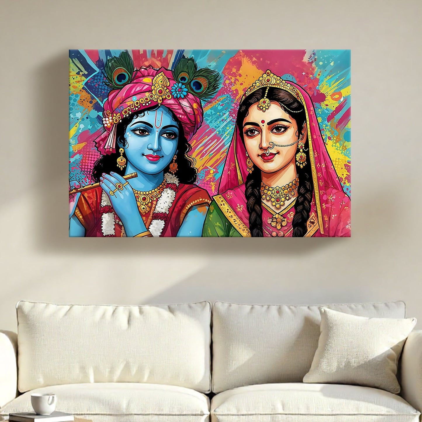 Radha Krishna Divine Serenity Canvas Wall Art for Home Décor