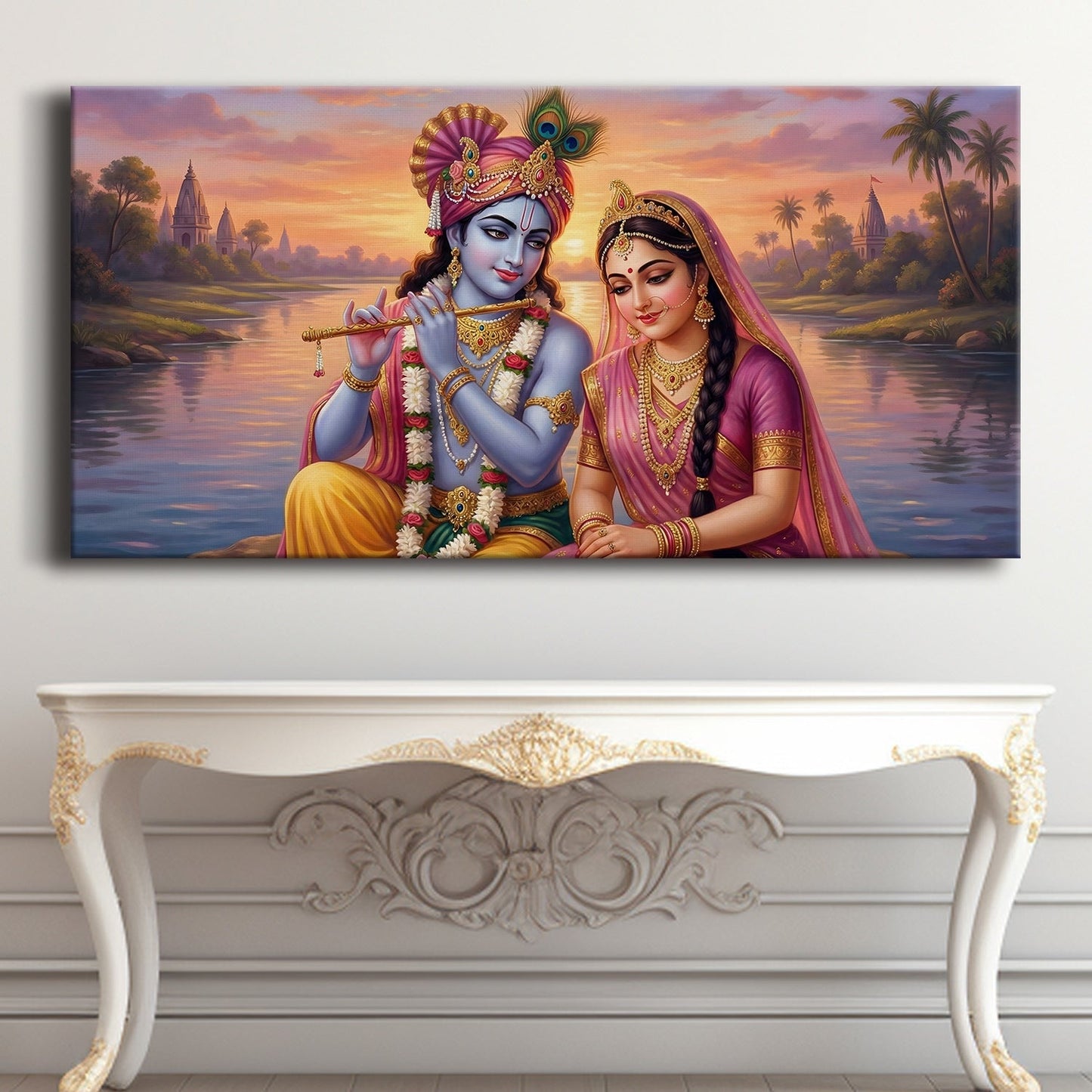 Radha Krishna Divine Harmony Wall Art Canvas for Home Décor