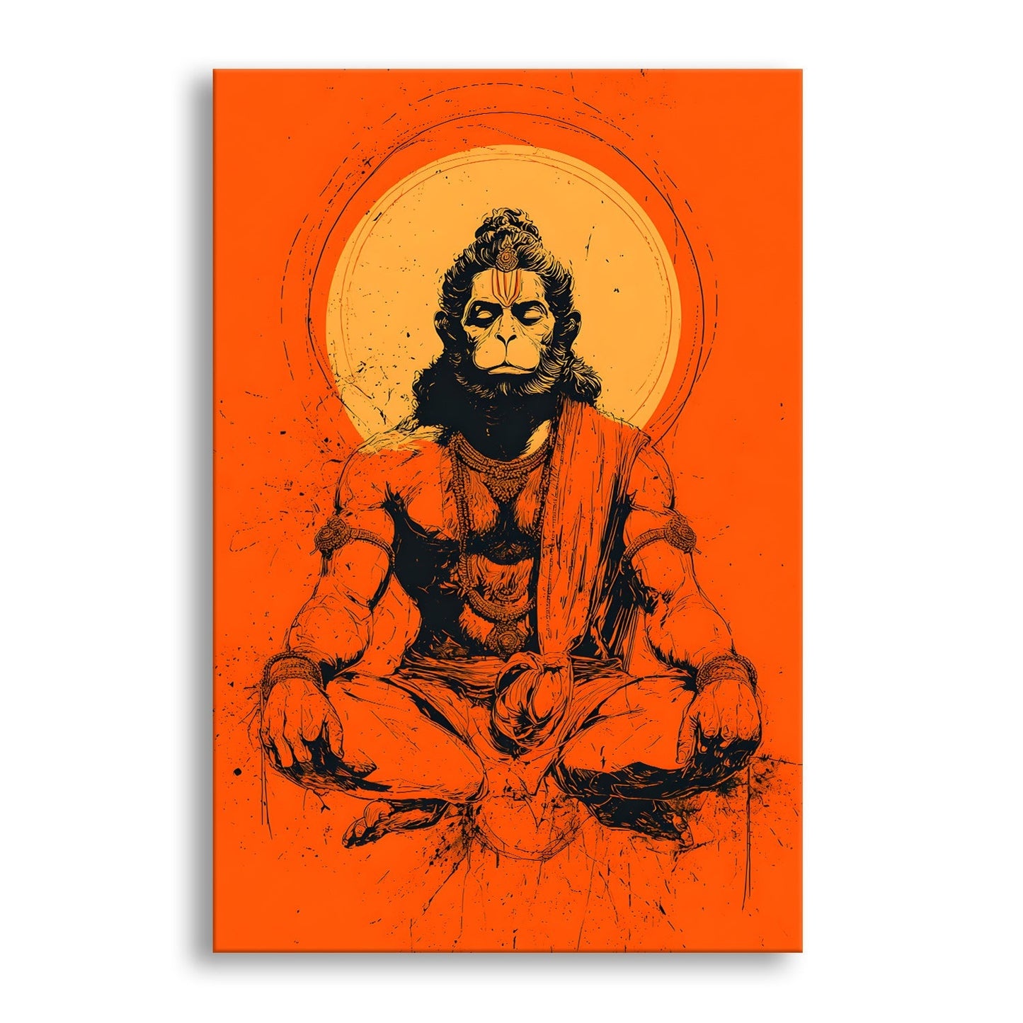 Sacred Lord Hanuman Canvas Wall Painting for Spiritual Home Décor