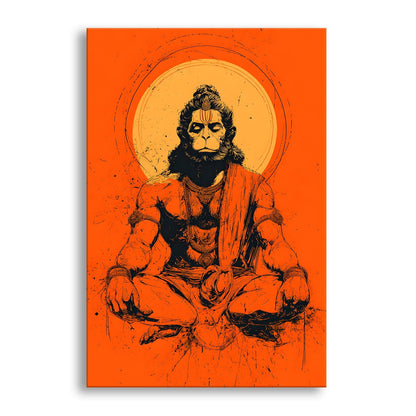Sacred Lord Hanuman Canvas Wall Painting for Spiritual Home Décor