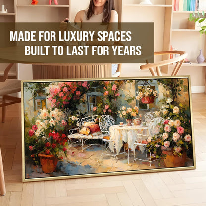 English Tea Garden Wall Art – Elegant Floral Café Canvas