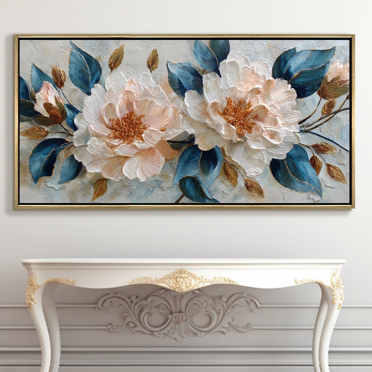 Blush Peony Bloom Luxury Floral Canvas Wall Art for Elegant Decor