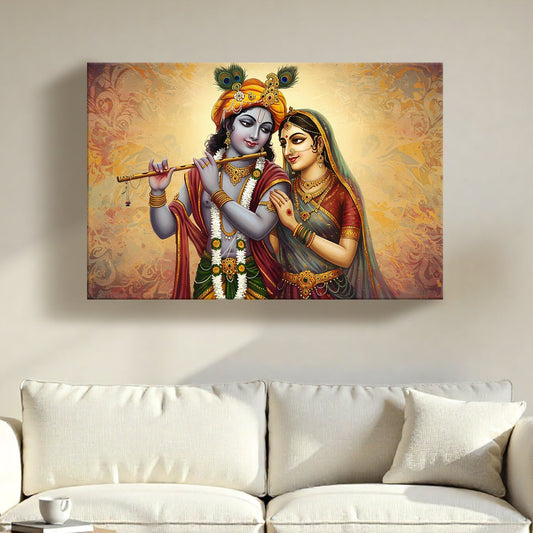 Radha Krishna Blissful Harmony Canvas Wall Art for Home Décor