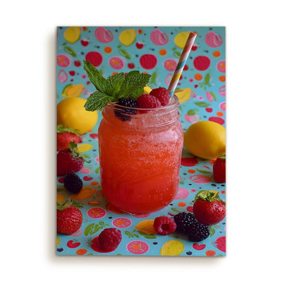 Fruity Summer Drink Canvas Wall Art for Kitchen & Café Décor