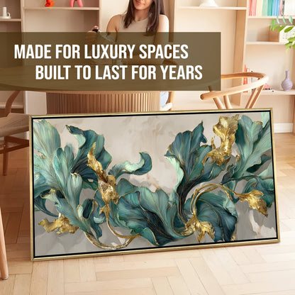 Floral Elegance in Teal, Blush & Gold Luxury Canvas Wall Art Decor