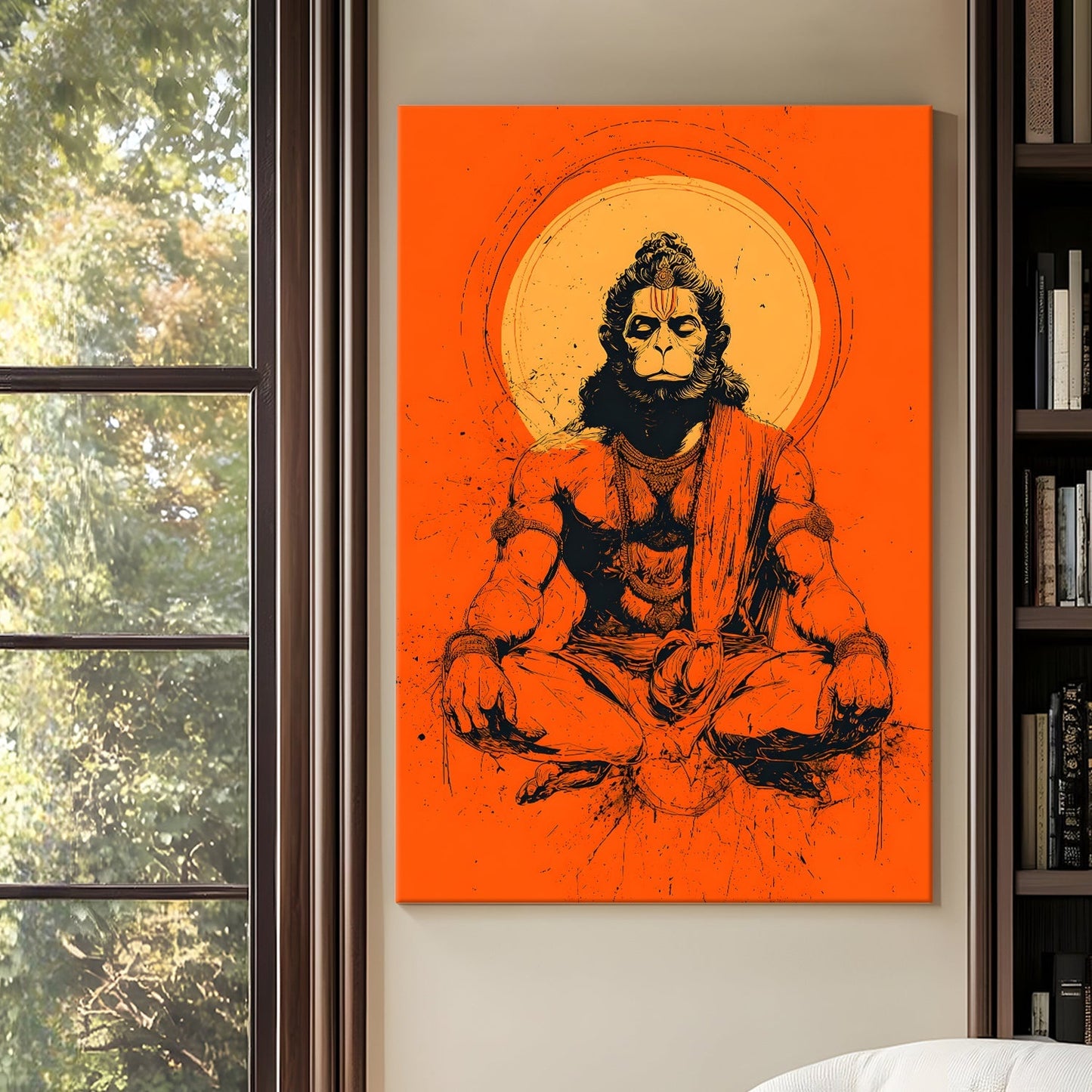 Sacred Lord Hanuman Canvas Wall Painting for Spiritual Home Décor