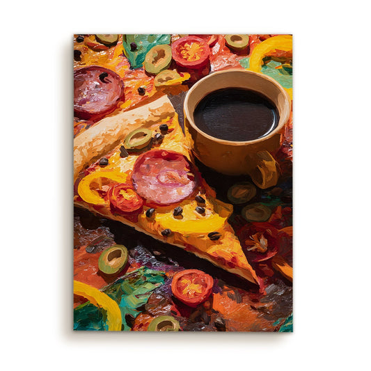 Pizza & Coffee Wall Art – Café Kitchen Dining Canvas Decor
