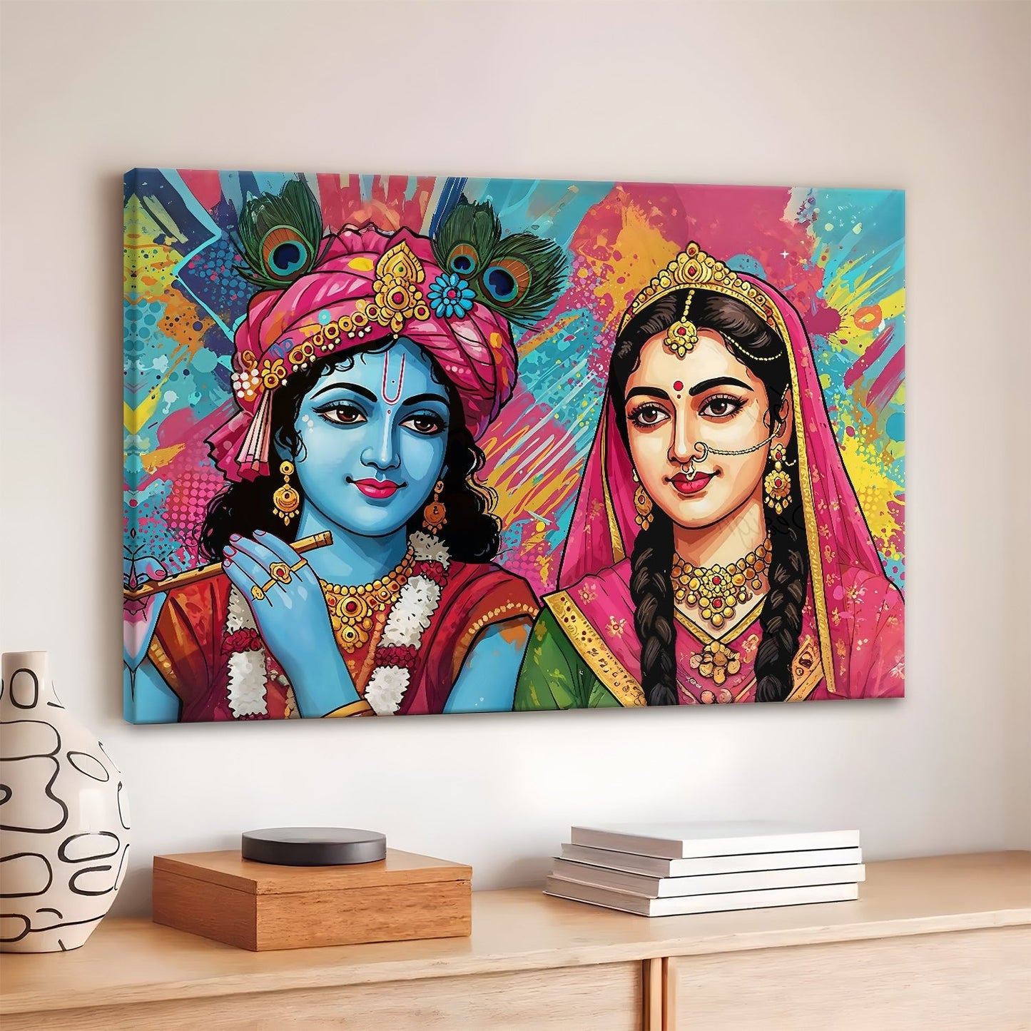 Radha Krishna Divine Serenity Canvas Wall Art for Home Décor
