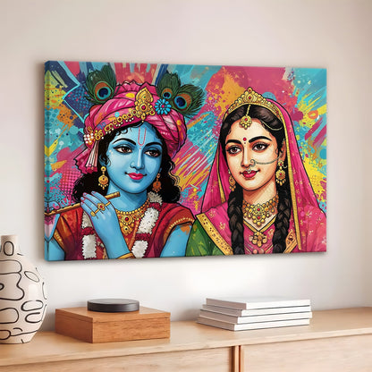 Radha Krishna Divine Serenity Canvas Wall Art for Home Décor