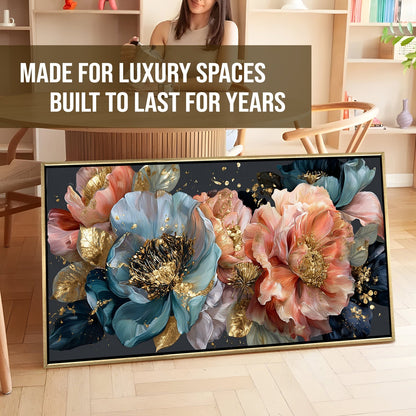 Royal Petals in Teal & Blush Luxury Floral Canvas Wall Art Decor