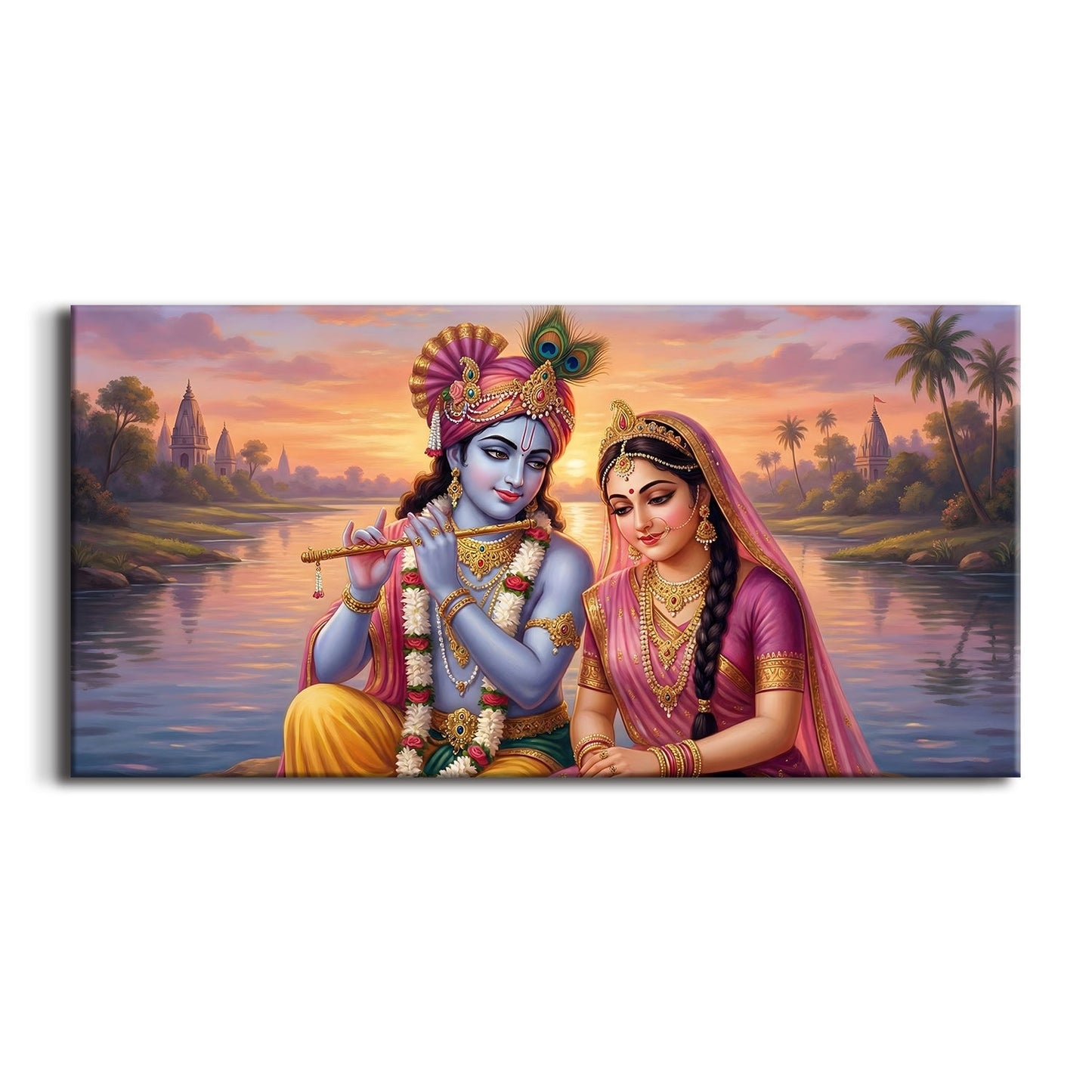 Radha Krishna Divine Harmony Wall Art Canvas for Home Décor