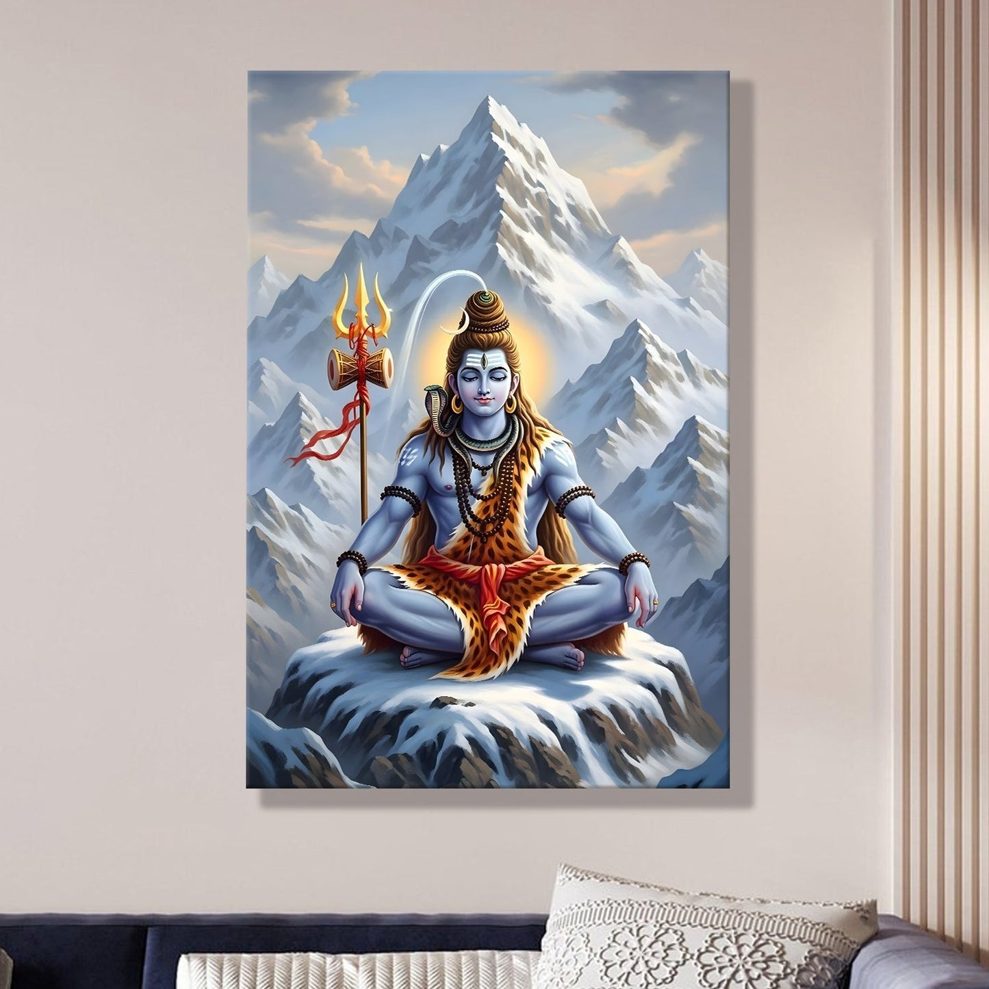 Adiyogi Lord Shiva Canvas Wall Art Painting for Home Décor