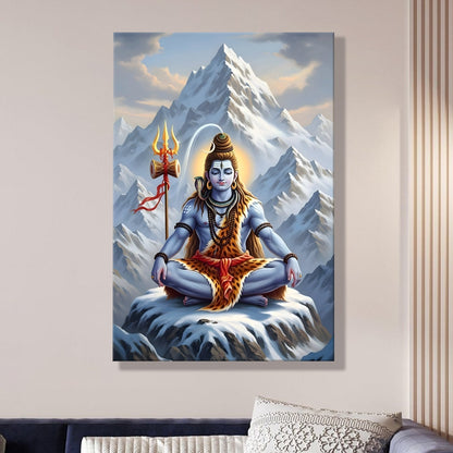 Adiyogi Lord Shiva Canvas Wall Art Painting for Home Décor