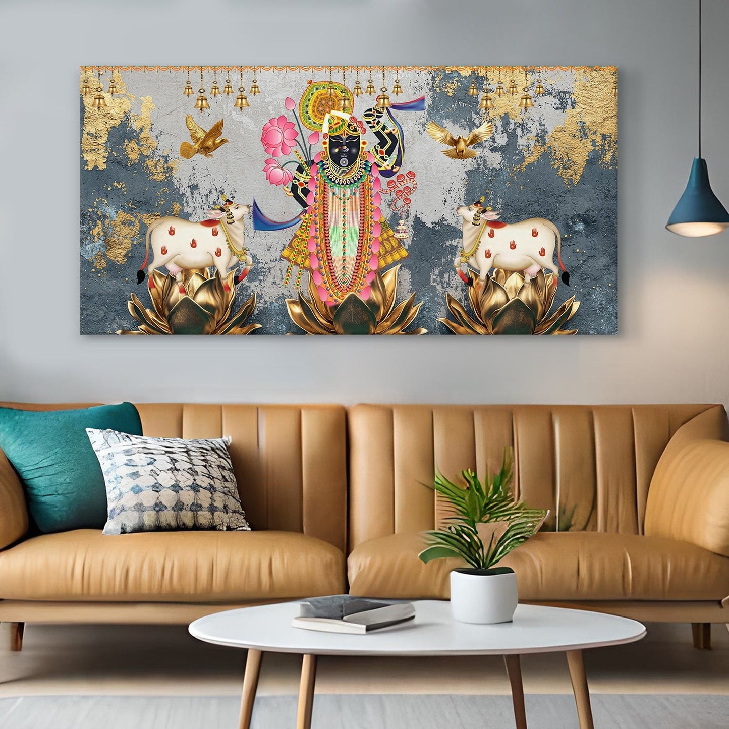 Traditional Indian Pichwai Canvas Wall Art Painting for Home Decor