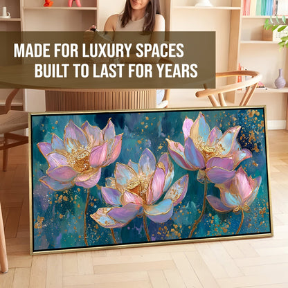 Blush Lotus Elegance Luxury Floral Canvas Wall Art for Home Decor