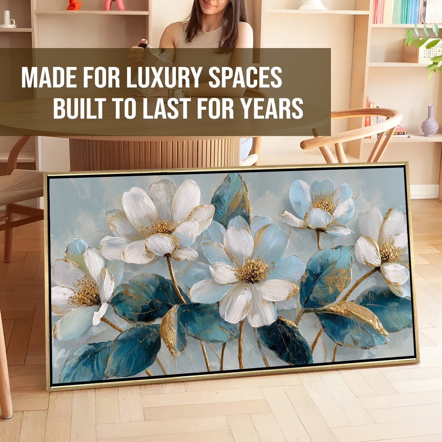 Ivory Bloom Garden Luxury Floral Canvas Wall Art for Elegant Decor