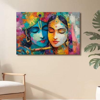 Radha Krishna Sacred Harmony Canvas Wall Art for Home Décor
