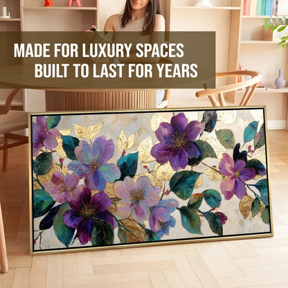 Royal Violet Florals Luxury Floral Canvas Wall Art for Elegant Decor