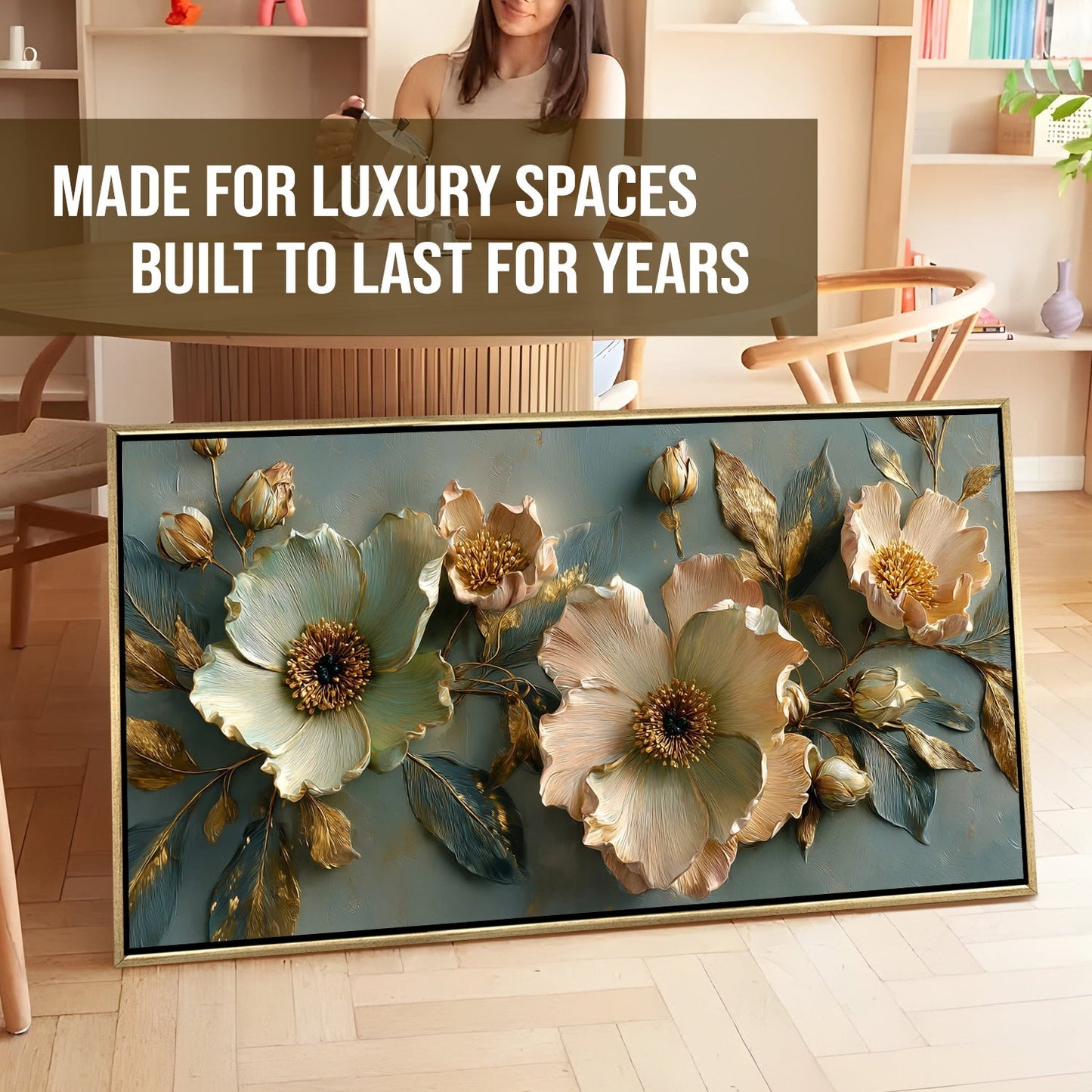 Golden Bloom Floral Luxury Canvas Wall Art for Elegant Home Decor