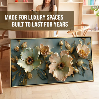Golden Bloom Floral Luxury Canvas Wall Art for Elegant Home Decor