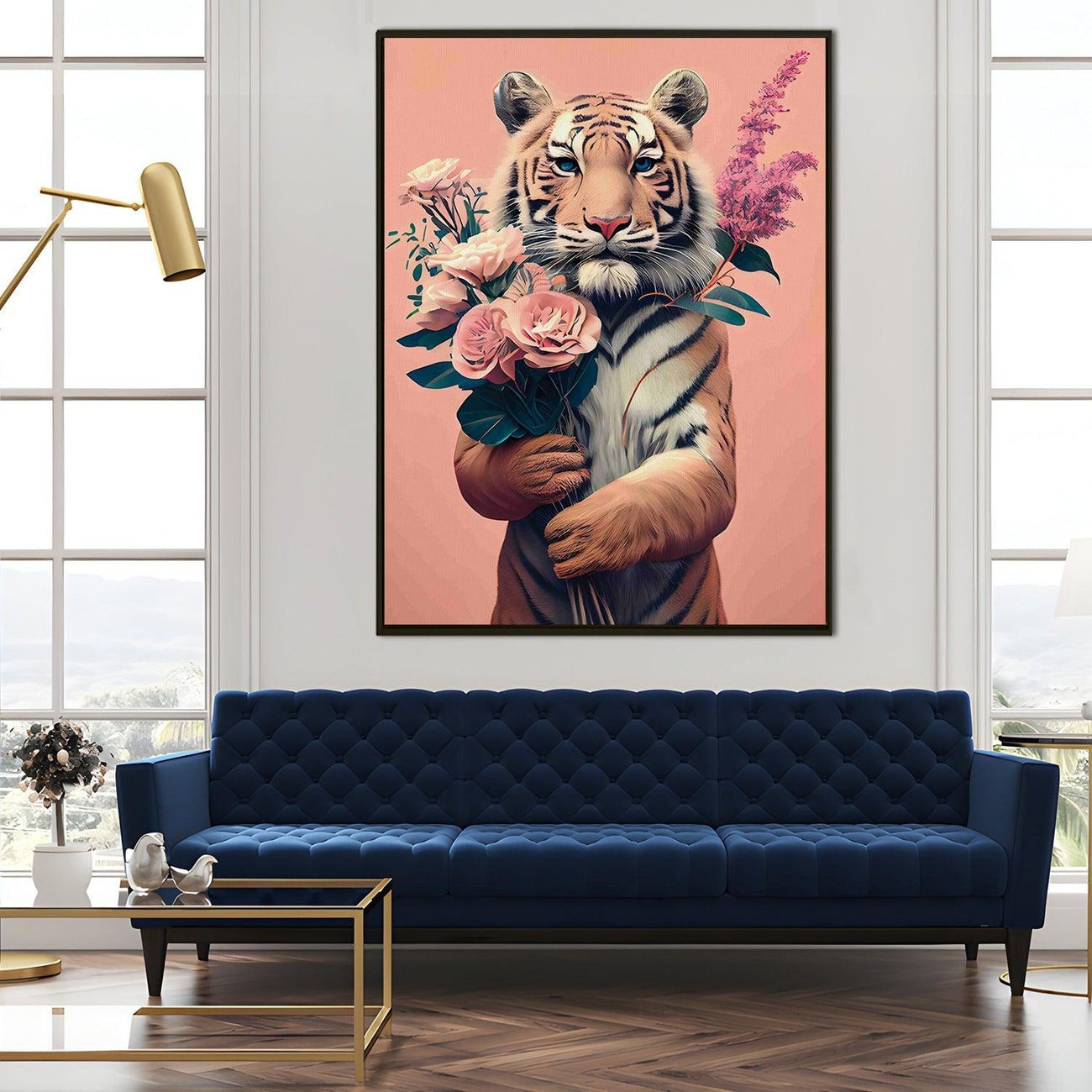  Tiger with Bouquet Canvas Art