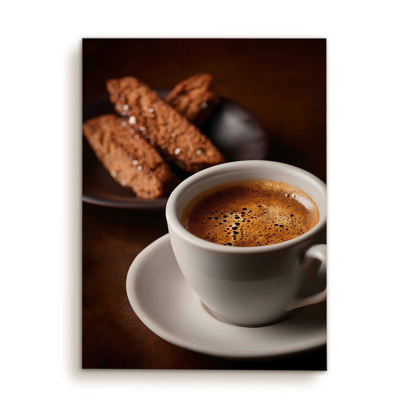 Espresso & Biscotti Wall Art – Rustic Café Kitchen Coffee Canvas