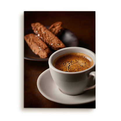 Espresso & Biscotti Wall Art – Rustic Café Kitchen Coffee Canvas