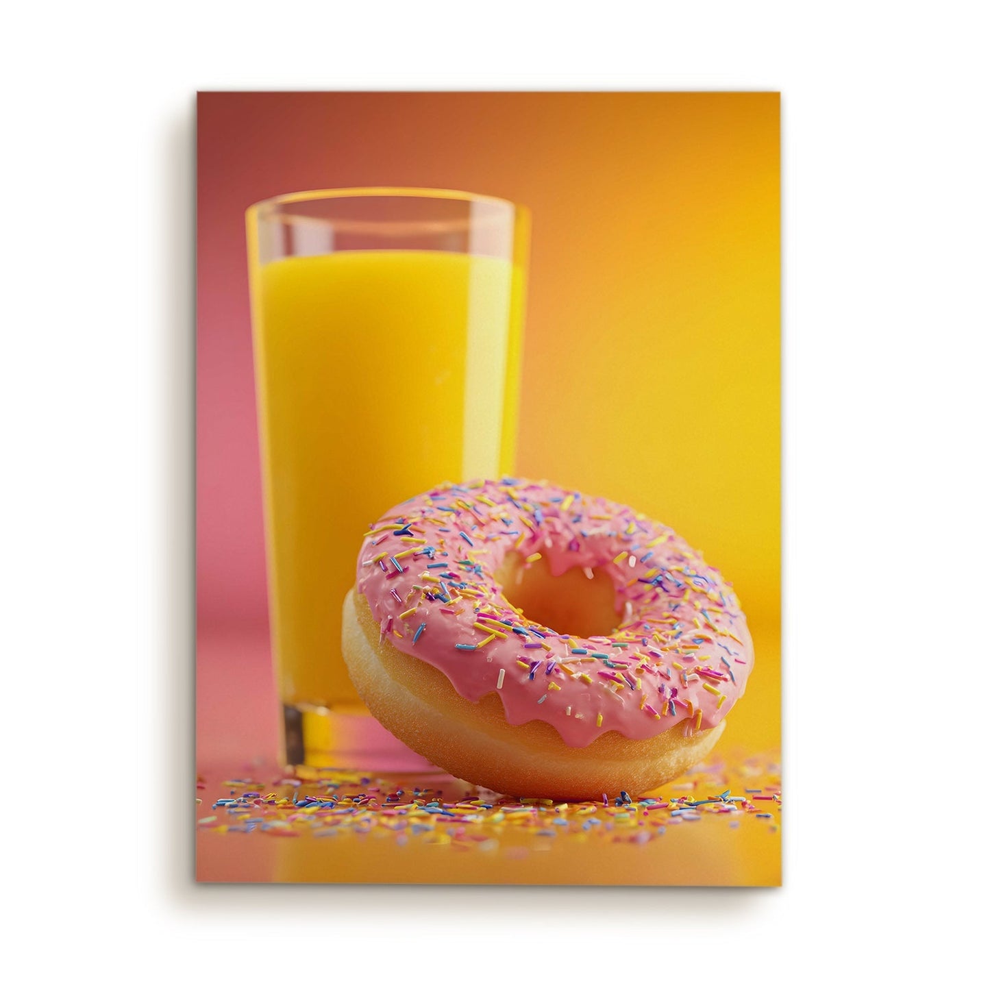 Donut & Orange Juice Wall Art – Fun Café Kitchen Canvas Decor