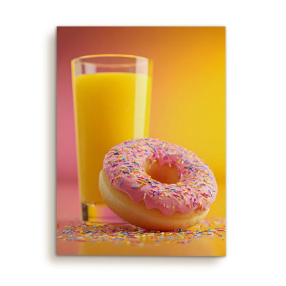 Donut & Orange Juice Wall Art – Fun Café Kitchen Canvas Decor