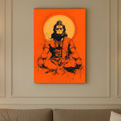 Sacred Lord Hanuman Canvas Wall Painting for Spiritual Home Décor