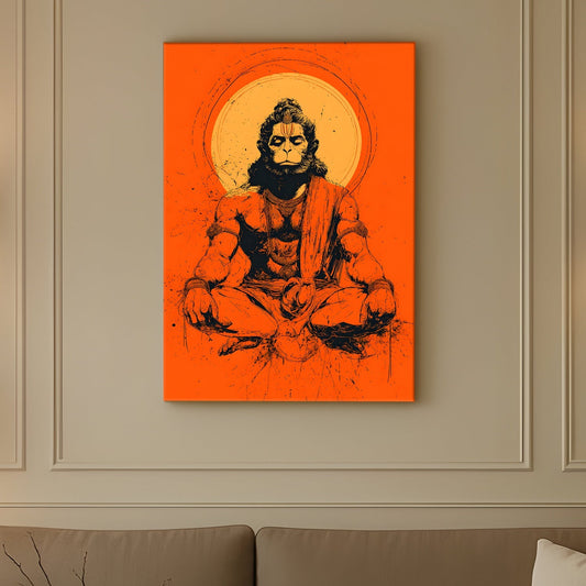 Sacred Lord Hanuman Canvas Wall Painting for Spiritual Home Décor
