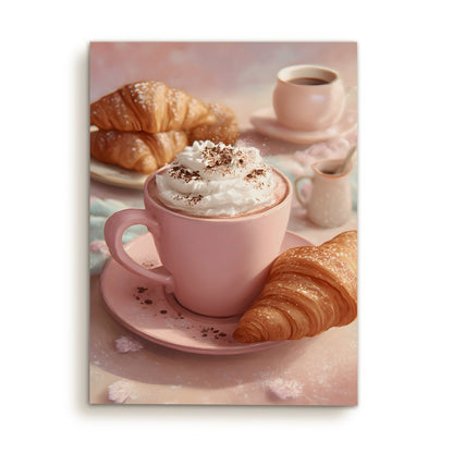 French Breakfast Pink Coffee Wall Art – Chic Kitchen Café Canvas