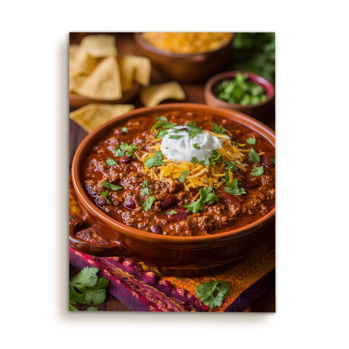 Hearty Chili Con Carne Wall Art – Tex-Mex Kitchen Canvas Decor