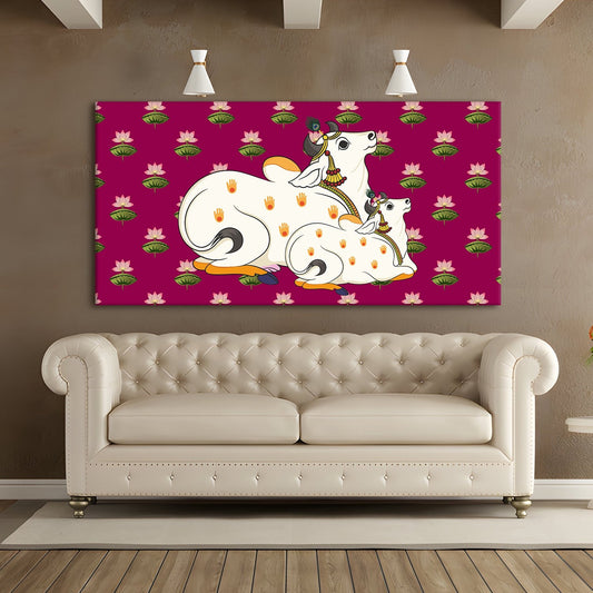 Traditional Indian Pichwai Canvas Wall Art Painting for Home Decor