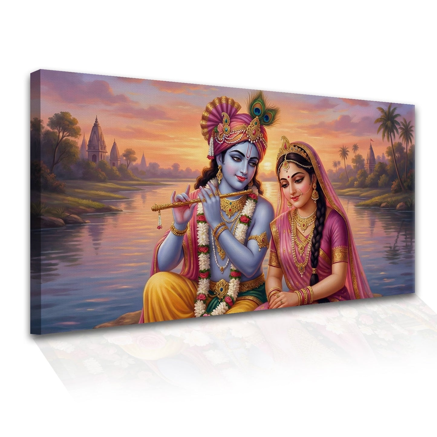 Radha Krishna Divine Harmony Wall Art Canvas for Home Décor