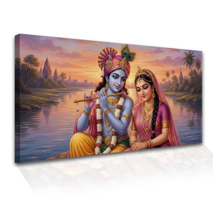 Radha Krishna Divine Harmony Wall Art Canvas for Home Décor