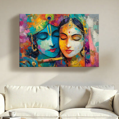 Radha Krishna Sacred Harmony Canvas Wall Art for Home Décor