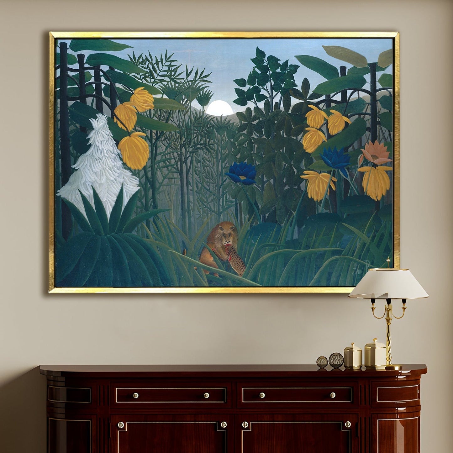 The Repast of the Lion Henri Rousseau Painting Canvas Wall Art