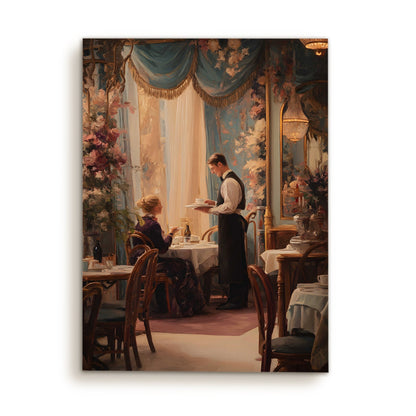 Vintage European Fine Dining Wall Art – Elegant Restaurant Canvas