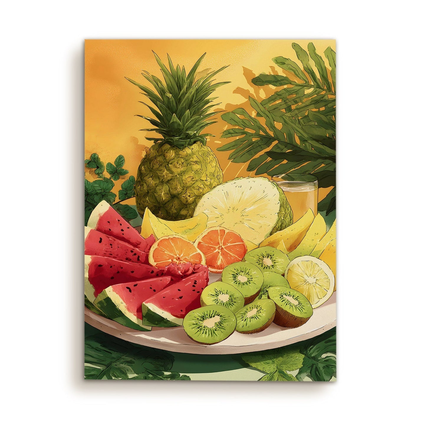 Tropical Fruit Platter Wall Art – Vibrant Kitchen Juice Bar Canvas