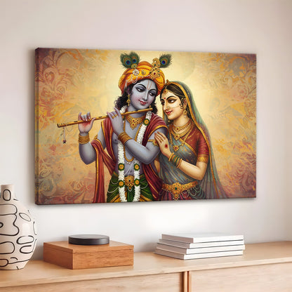 Radha Krishna Blissful Harmony Canvas Wall Art for Home Décor