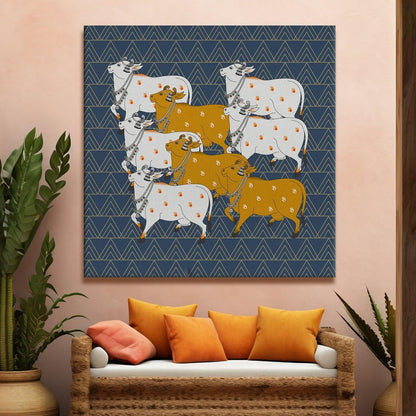 Indian Traditional Pichwai Canvas Wall Art Painting for Home Decor