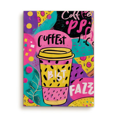 Coffee Cup Pop Art Wall Art – Funky Colorful Café Canvas