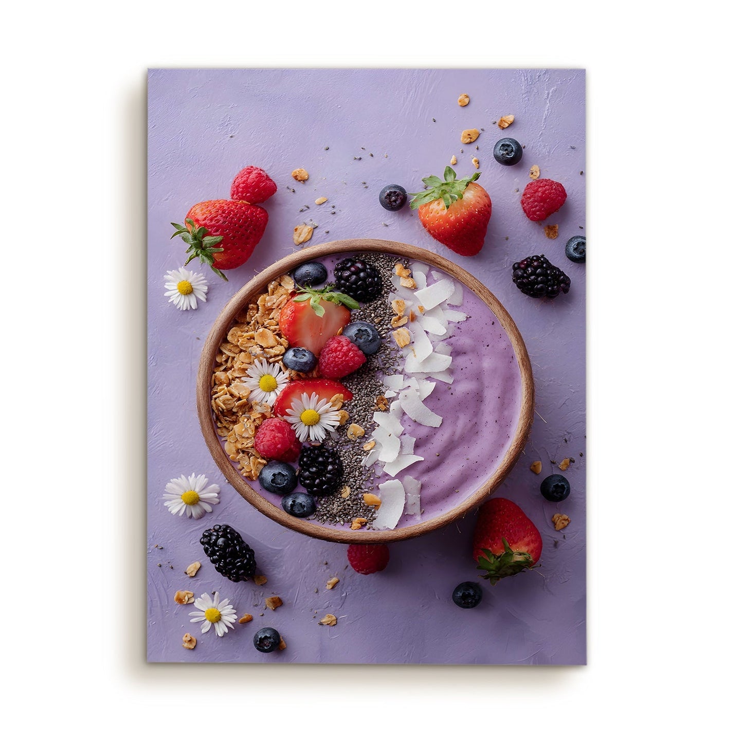 Berry Smoothie Bowl Wall Art – Colorful Kitchen Café Canvas