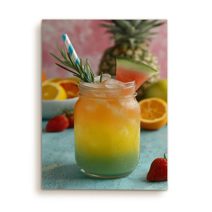 Tropical Fruit Jar Drink Canvas Wall Art for Kitchen Décor