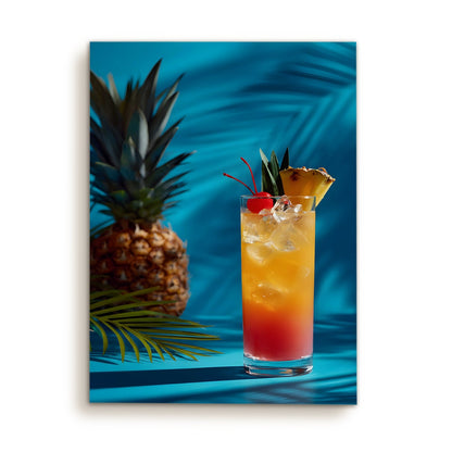 Pineapple Sunrise Cocktail Canvas Wall Art for Kitchen & Bar