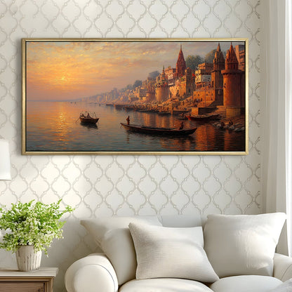 Banaras Ghats Canvas Painting for Home and office wall decoration