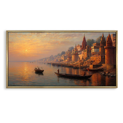 Banaras Ghats Canvas Painting for Home and office wall decoration