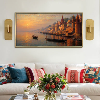 Banaras Ghats Canvas Painting for Home and office wall decoration
