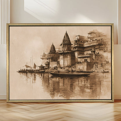 Banaras Ghats Painting – Premium Canvas Artwork for Living Room